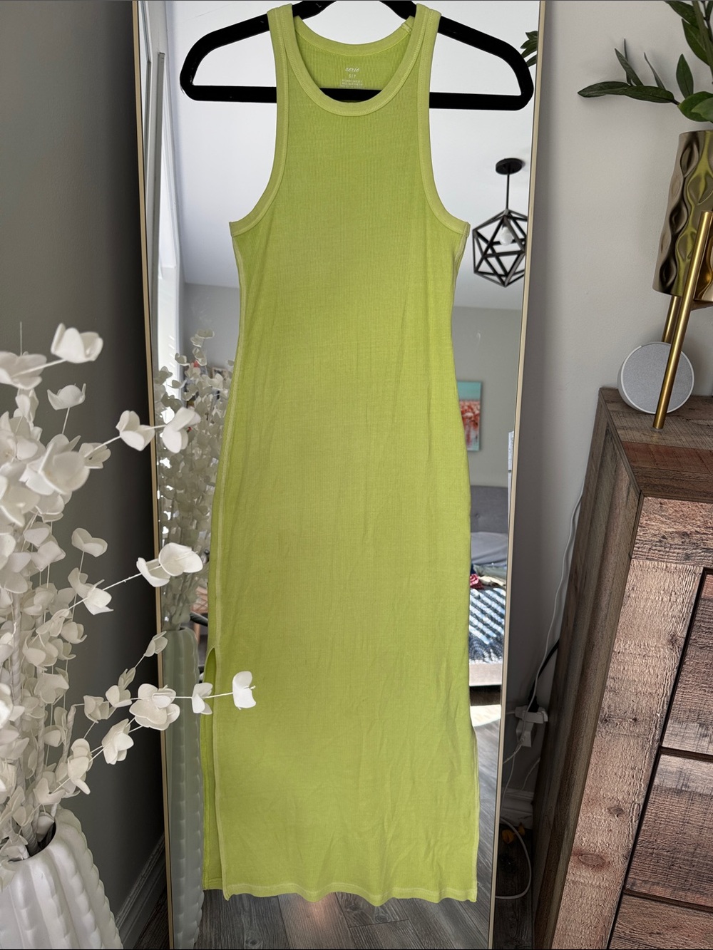 Aerie Ribbed Lime Green Maxi Tank Dress - Women